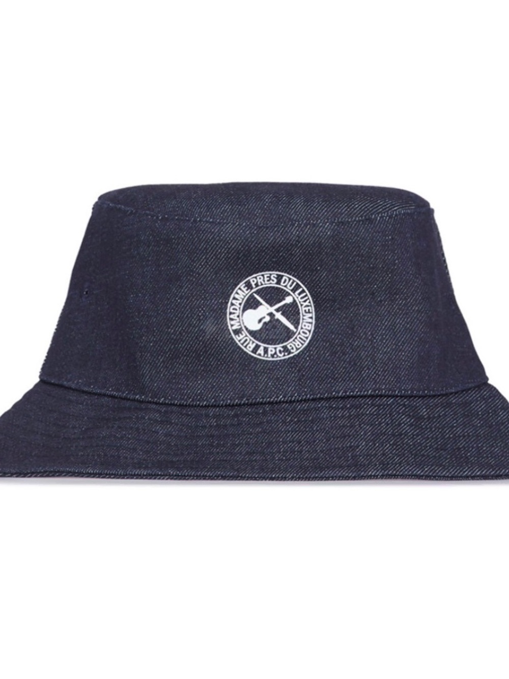 A.P.C. Navy Denim Bucket Hat with Circular Logo Patch